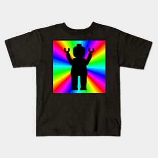 Black Minifig in front of Rainbow Kids T-Shirt